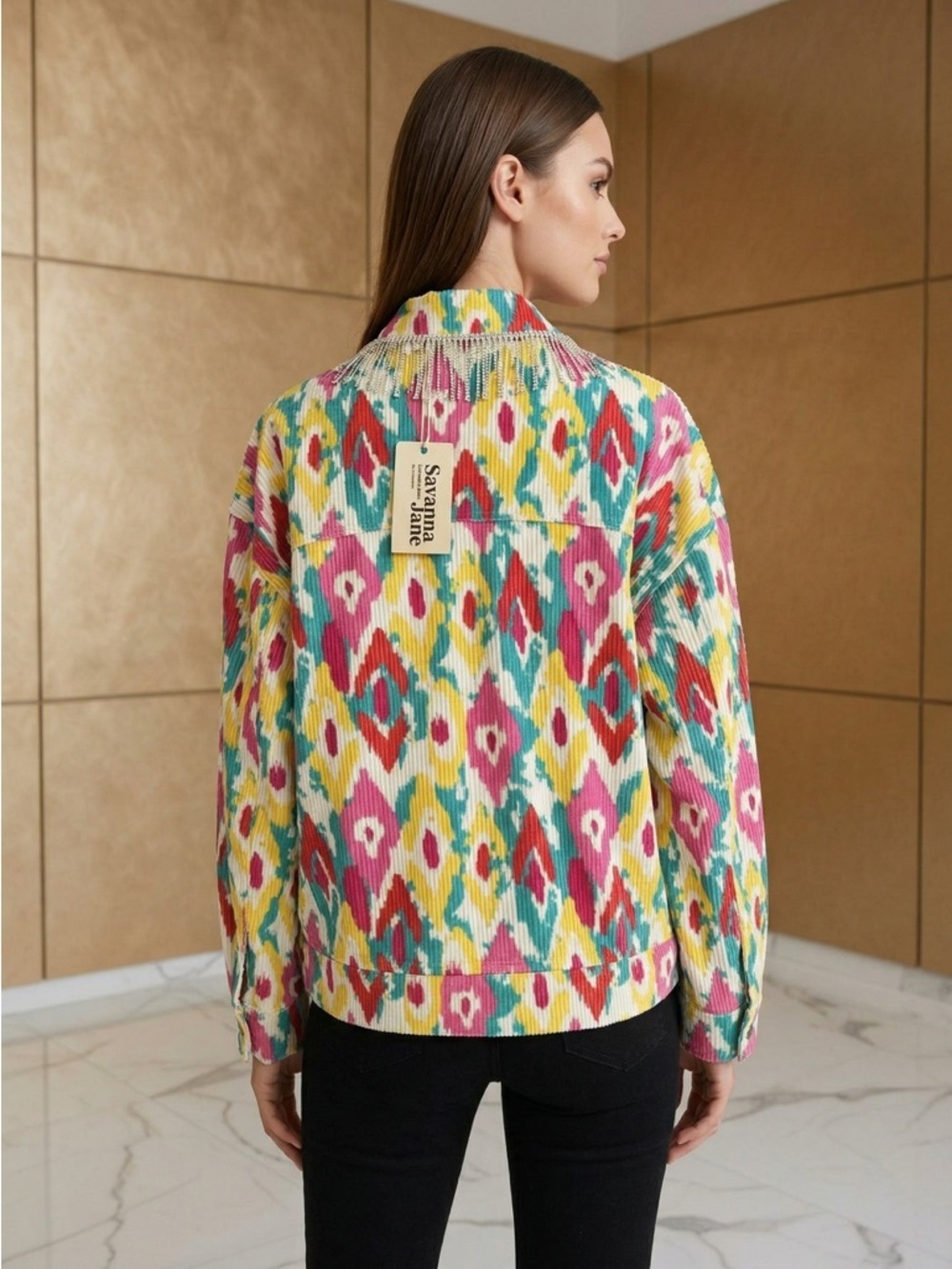 Savanna Jane Multicolor Ikat Print Top - Picture 2 of 7
